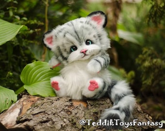 Tiger cub Riko (make to order ), Tiger Teddy,  kitten,   stuffed animals, artist bear, Tiger toy