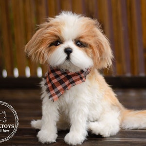Handmade Shih Tzu Puppy Plush: Realistic Collectible Teddy Dog (Made to Order)