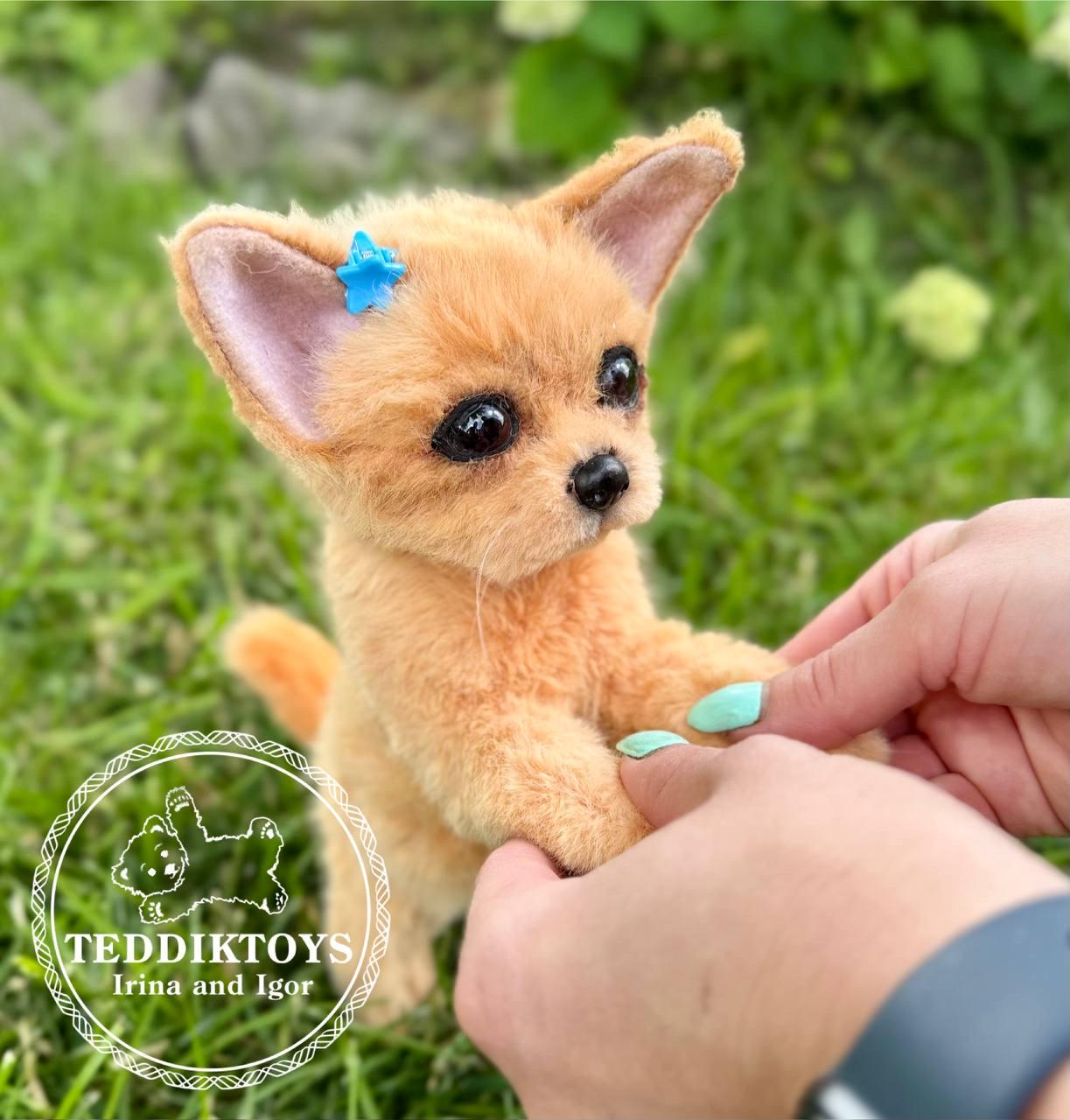 手作りのチワワぬいぐるみセット｜ポーズが取れる子犬のぬいぐるみ