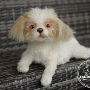 Handmade Shih Tzu Puppy Plush Toy: Realistic Collectible Teddy Dog (Made to Order)