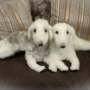 Realistic Bedlington Terrier Plush – Handmade Poseable Dog Toy, Custom Pet Replica
