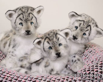 Handmade Snow Leopard Plush: Portrait Pet Stuffed Animal (Made to Order)