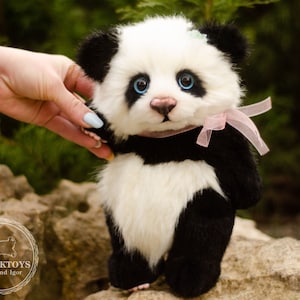 Panda Bär, handgemachtes Plüsch Sammlerstück Stofftier Teddybär(made to order)