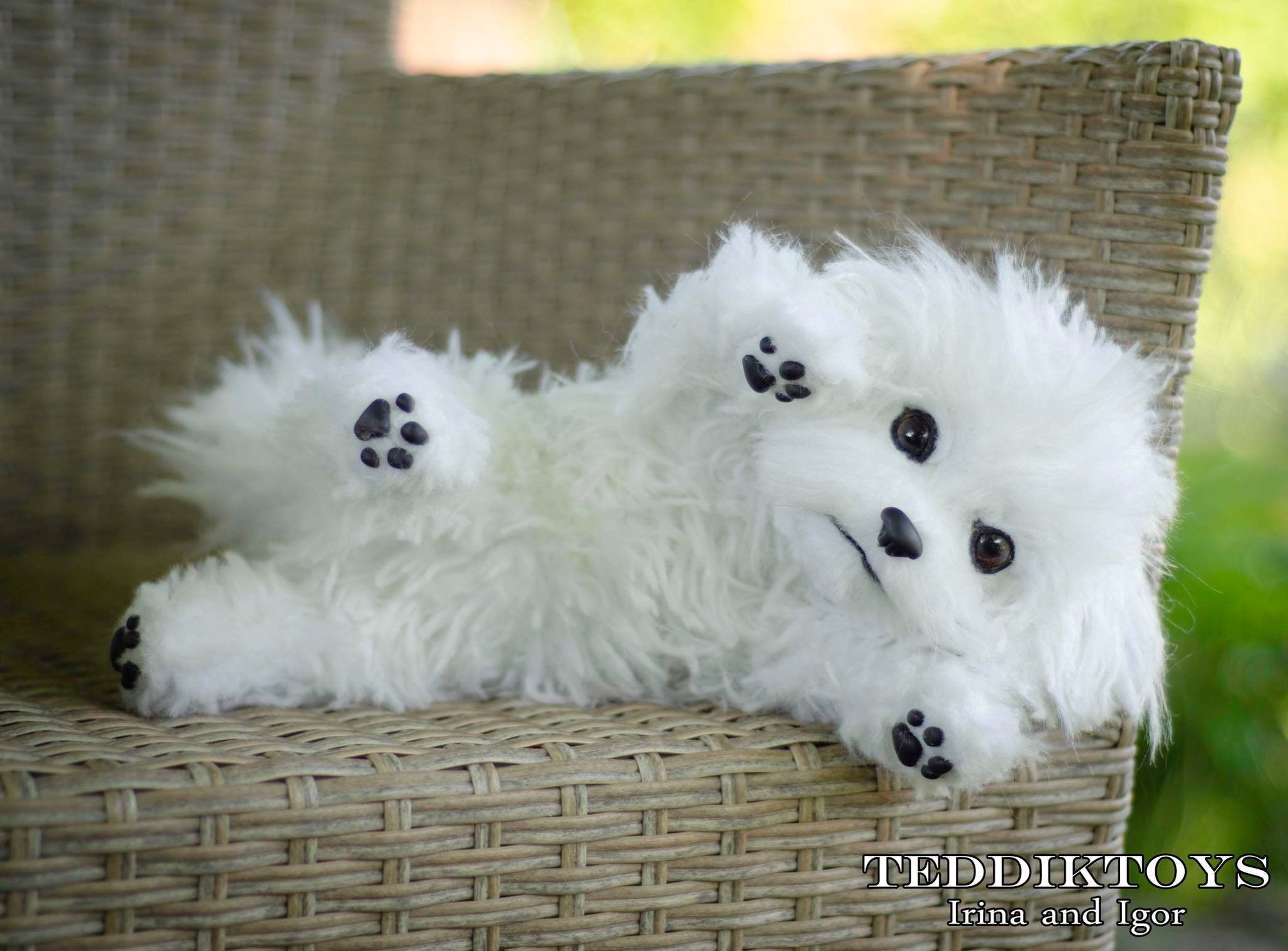 Peluche Maltese Con Guinzaglio - 26cm, Morbido E Realistico, Per Bambini E Collezionisti - Foto 8