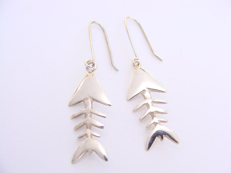 Sterling Silver Fishbone Hook Earrings image 2