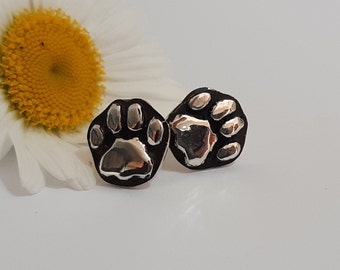 Sterling silver lion paw print earrings