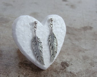 Sterling silver feather earrings