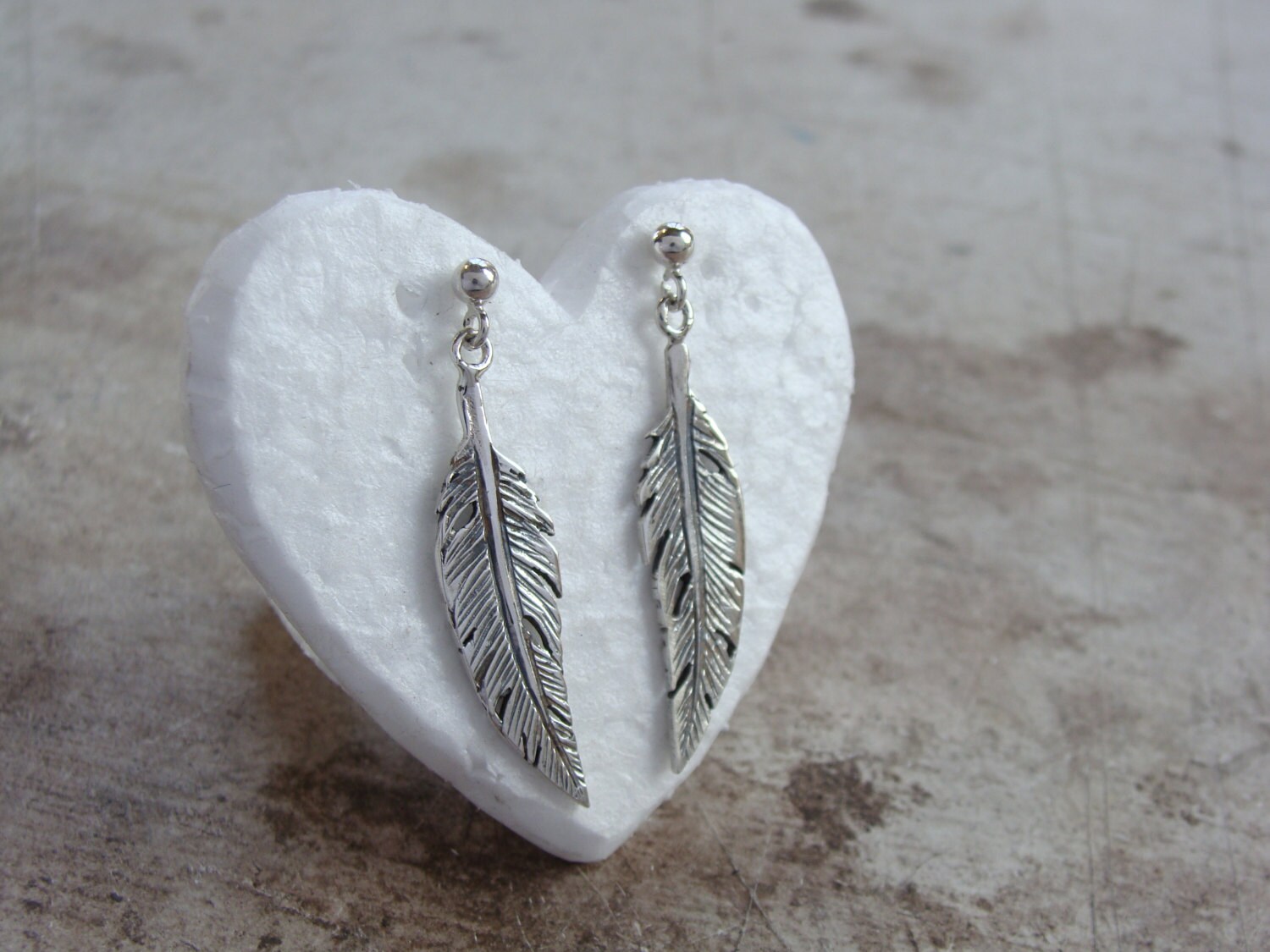 Sterling Silver Feather Earrings