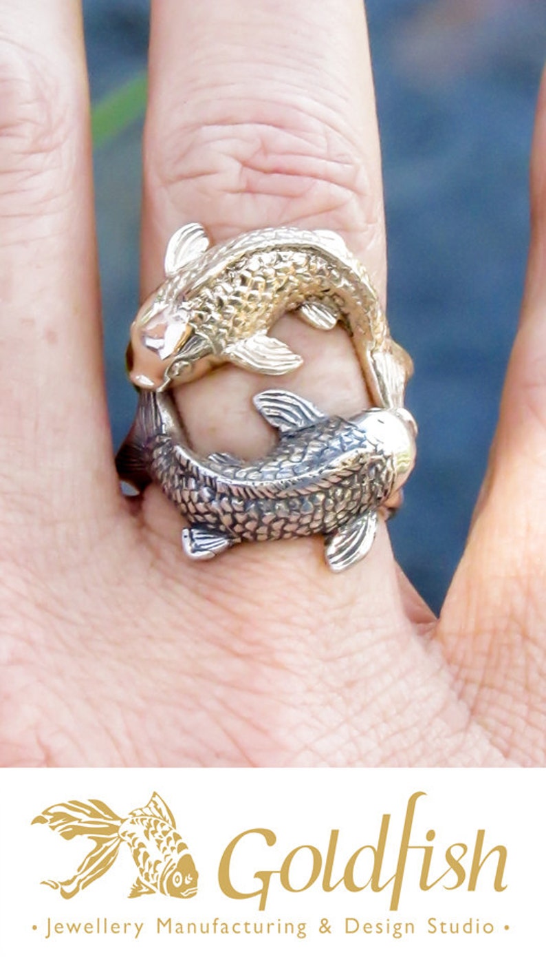 Carved Koi Fish Ring Etsy