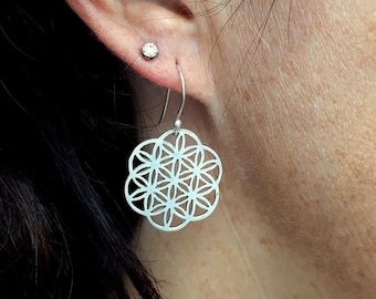 Sterling Silver Flower of Life Earrings