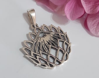 Sterling silver Protea cut out Pendant