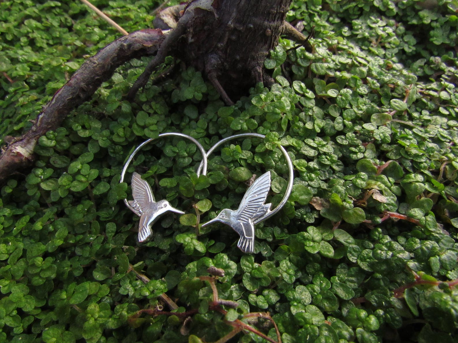 Sterling Silver Swooping Hummingbird Hoop Earrings - Etsy