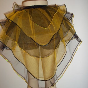 Yellow Black Peacock Bustle Burlesque Tutu Skirt Dance Rave Halloween Fancy