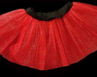 Red Dot glitter Tutu Skirt For Dance Party Ruffled Tulle Skirt adult Christmas Night Dance clubwear
