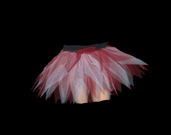 Red White 7 Layers Pointed Ruffle Puffy Tulle Tutu Skirt Dance Party Christmas Night
