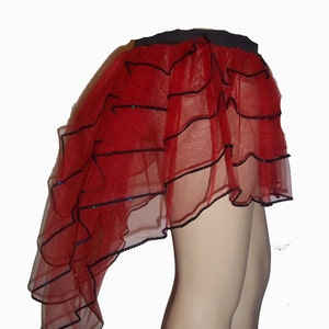 Red peacock bustle burlesque Sequin Trimmed  tutu skirt dance rave fancy Christmas hen party