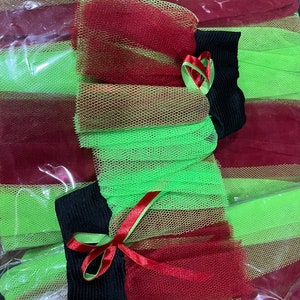 Hand tutu and Red Green Stripe Tutu Skirt For Dance Party Ruffled Tulle Skirt adult christmas