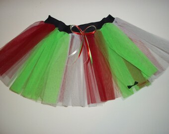 Plus Size Red Green white  Stripe Tutu Skirt For Dance Party Ruffled Tulle Skirt adult christmas