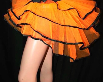 Uv orange neon peacock bustle burlesque tutu ribbon skirt dance fancy halloween christmas