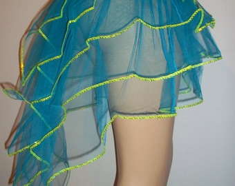 Gonna tutù in tulle con paillettes e bustle blu pavone, ideale per rave, Halloween, Natale, ragazze adolescenti e donne.