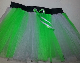 Green white Stripe Tutu Skirt For Dance Party Ruffled Tulle Skirt adult christmas