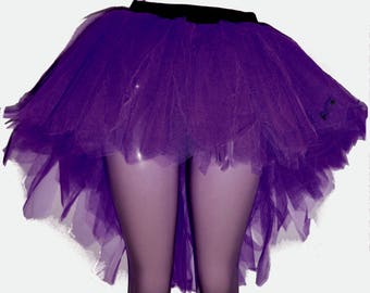 Purple Seven 7 Layers Neon UV Fluorescent Peacock Bustle Trashy Pointed Tutu Skirt Halloween Christmas Dance Party Club Rave Women Girls