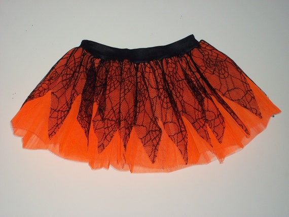 Spider Point Lace Orange Black Tutu Skirt for Dance Party Ruffled