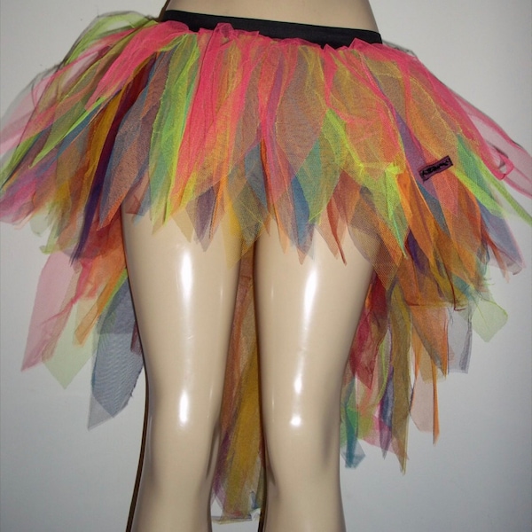 Multi Rainbow Tutu Skirt Seven  7 Layers Neon UV  Peacock Bustle Trashy Pointed Tutu Tulle Halloween Fancy Dance Party Club Rave Women Gir