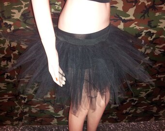 Black 7 Layers Pointed Ruffle Puffy Tulle Tutu Skirt Dance Party