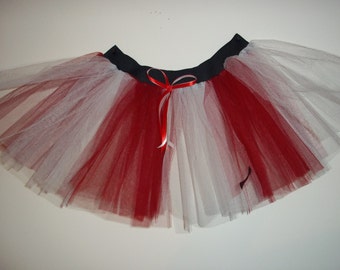 Red White Stripe Tutu Skirt For Dance Party Ruffled Tulle Skirt adult christmas