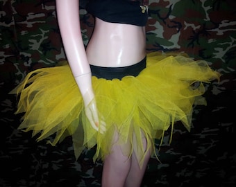 Yellow 7 Layers Pointed Ruffle Puffy Tulle Tutu Skirt Bumble Bee Free Shipping USA