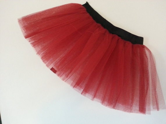 Red UV Tutu Skirt for Dance Party Ruffled Tulle Skirt Adult
