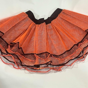 Orange black UV Black Stripe Tutu Skirt For Dance Party Ruffled Tulle Skirt adult Halloween Christmas Rave