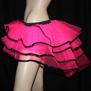 Hot pink uv neon peacock bustle burlesque tutu ribbon skirt dance fancy halloween christmas