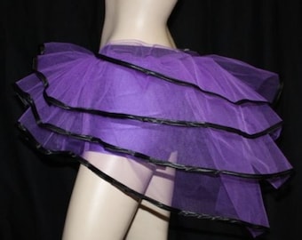 Purple peacock bustle burlesque tutu ribbon skirt dance fancy halloween christmas
