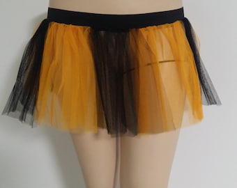 Plus tamaño amarillo negro dos tono falda para danza fiesta con volantes de tul falda tutú adulto Halloween