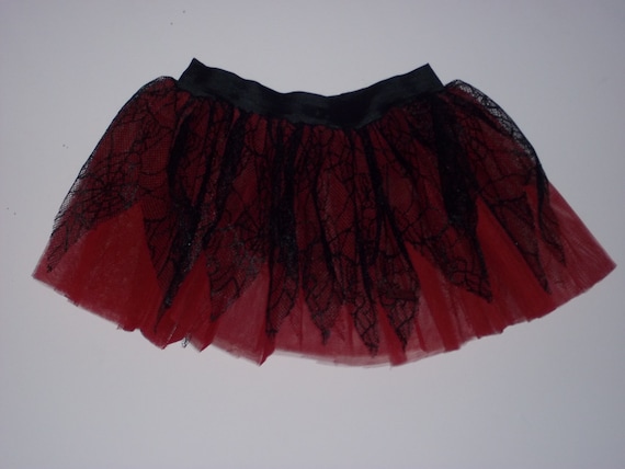 Spider Point Lace Red Tutu Skirt for Dance Party Ruffled Tulle