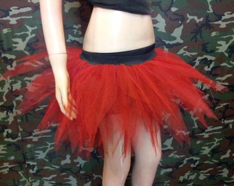 Red 7 Layers Pointed Ruffle Puffy Tulle Tutu Skirt Free Shipping USA