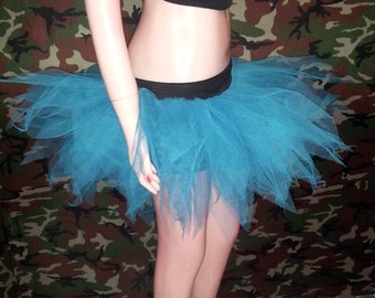 Blue 7 Layers Pointed Ruffle Puffy Tulle Tutu Skirt Dance Clubwear