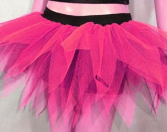 Hot pink with Black 7 Layers Pointed Ruffle Puffy Tulle Tutu Skirt Free Shipping USA