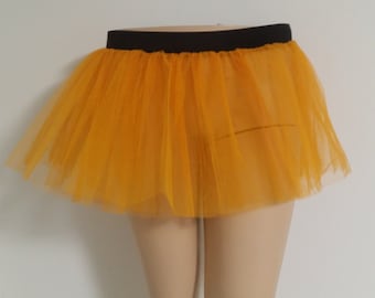 Plus Size Yellow goldish UV Tutu Skirt For Dance Party Ruffled Tulle Skirt adult