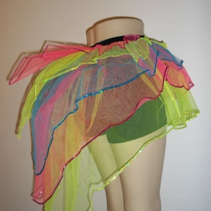 Multi Rainbow Peacock Bustle Burlesque Tutu Skirt Dance Rave Halloween Fancy