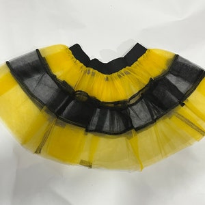 Yellow black  UV Black Stripe Tutu Skirt For Dance Party Ruffled Tulle Skirt adult