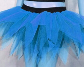 Blue with Black 7 Layers Pointed Ruffle Puffy Tulle Tutu Skirt Free Shipping USA