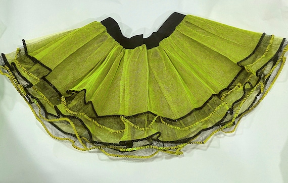 Jupe Tutu Rayée Noire Et Lime - Mini Jupe Danse Clubwear Pour F 722926