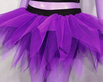 Purple with Black 7 Layers Pointed Ruffle Puffy Tulle Tutu Skirt Free Shipping USA