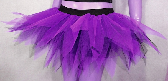 Purple With Black Layers Pointed Ruffle Puffy Tulle Tutu Skirt