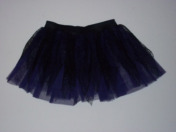 Spider Point Lace Purple Black Tutu Skirt for Dance Party Ruffled