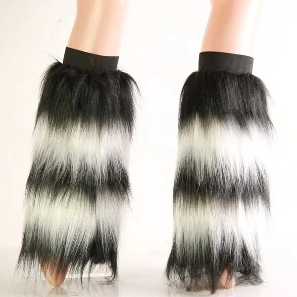 White black Stripe Tutu Skirt Fluffy Legwarmer Boot cover Leg warmer Dance Party Ruffled Tulle Skirt adult costume set women girls Rave