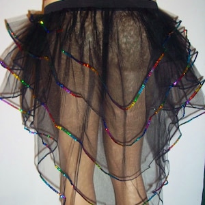 Black peacock bustle burlesque tutu skirt dance rave fancy Chrismas Winter hen party